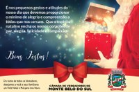 A Câmara de Vereadores deseja a todos um Feliz Natal e próspero Ano Novo!