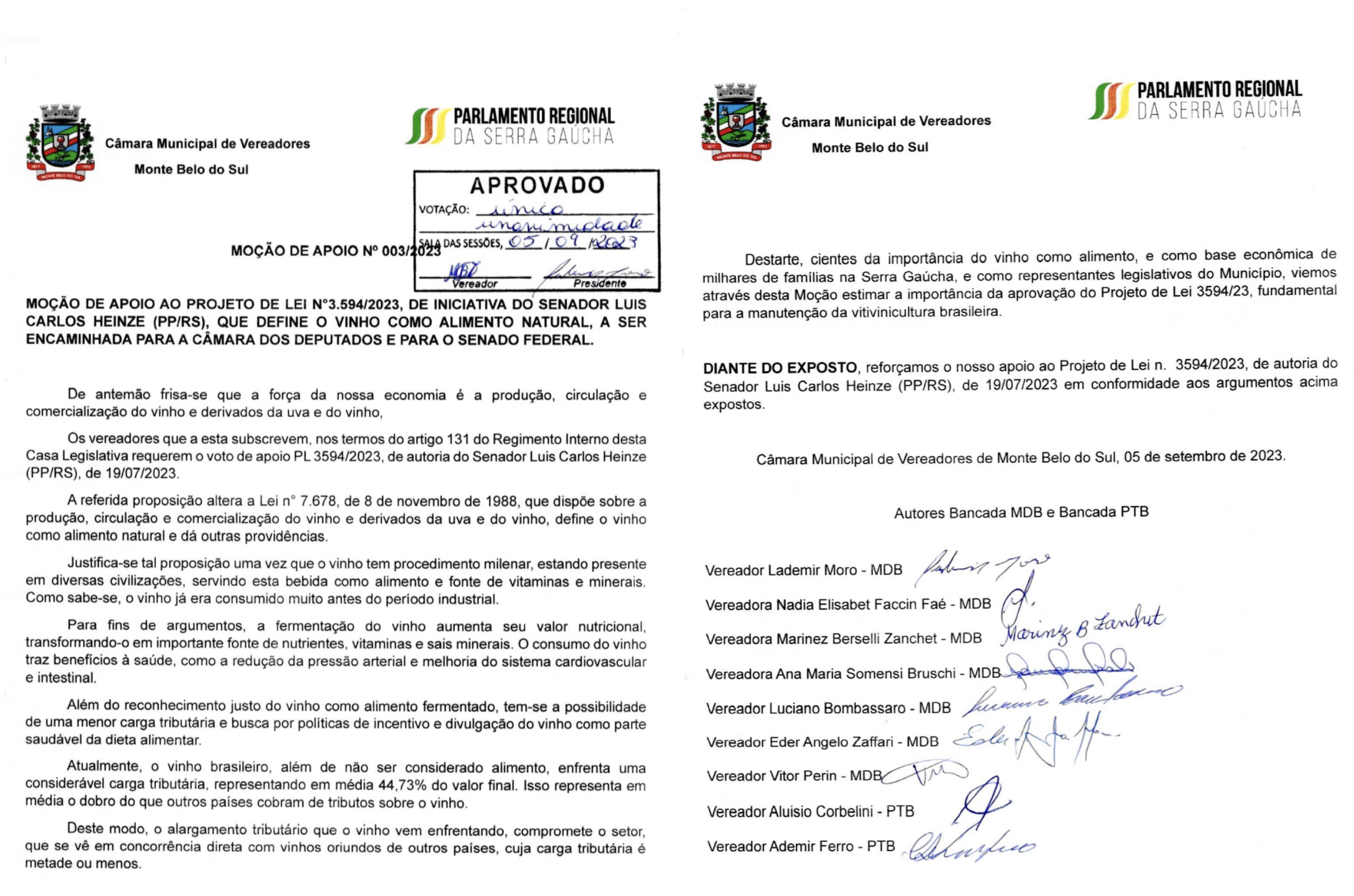 Aprovado por unanimidade moção que incentiva a produção de vinho como alimento natural 