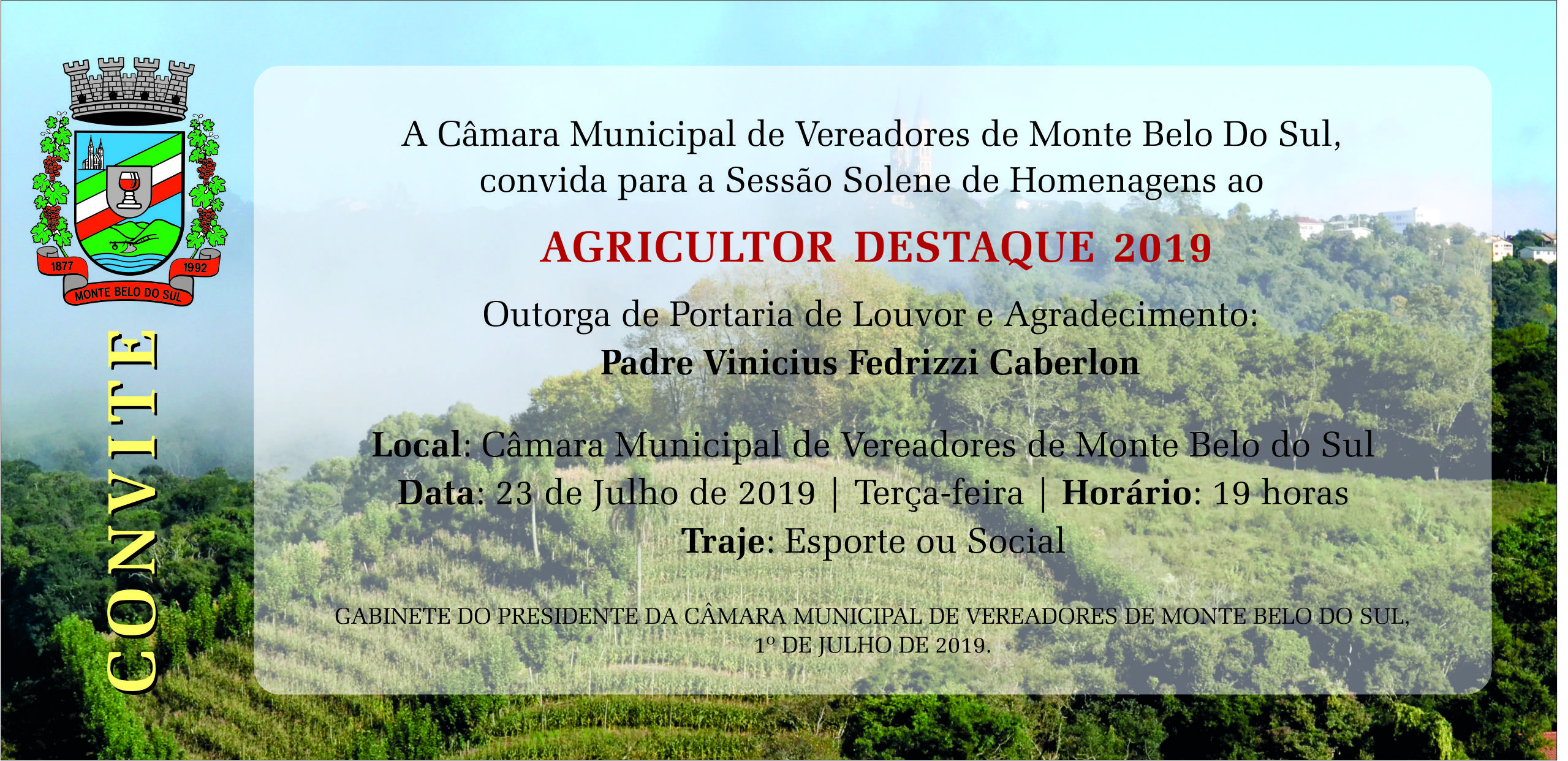 Câmara de Monte Belo do Sul irá homenagear agricultores destaques do município 