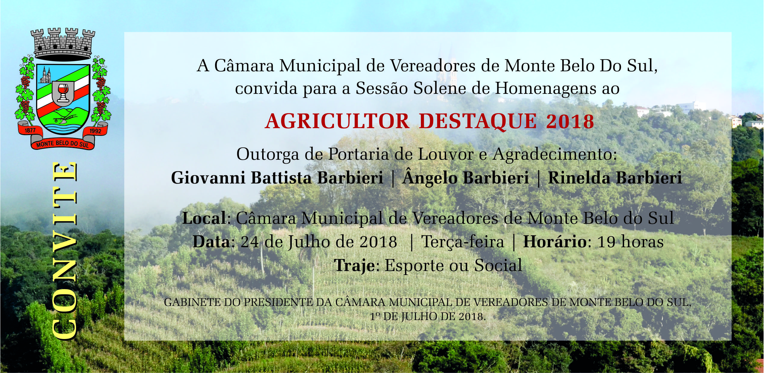 Câmara homenageia Agricultor Destaque 2018