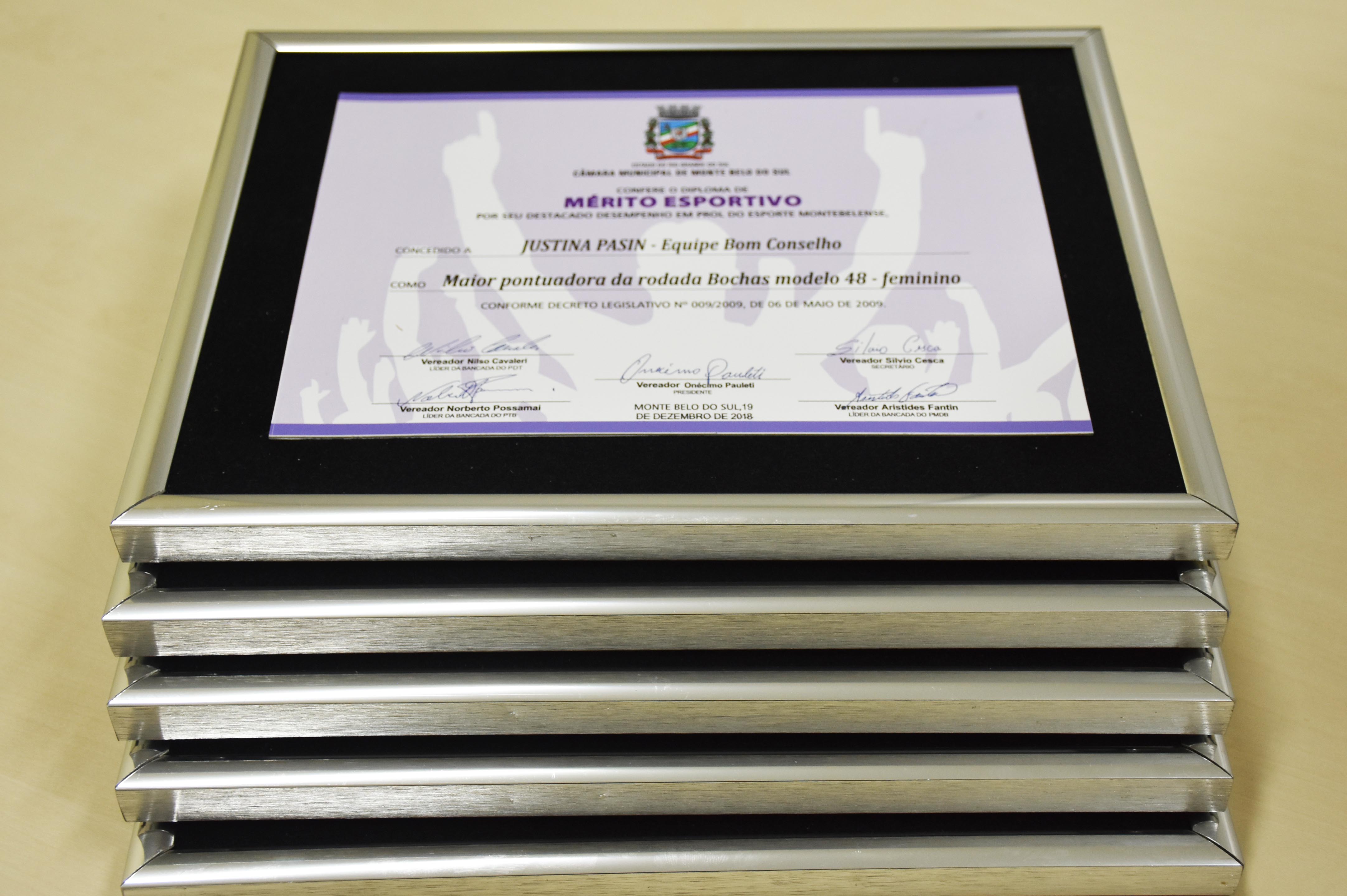 Câmara Municipal concede homenagens de Honra do Mérito Esportivo 2018