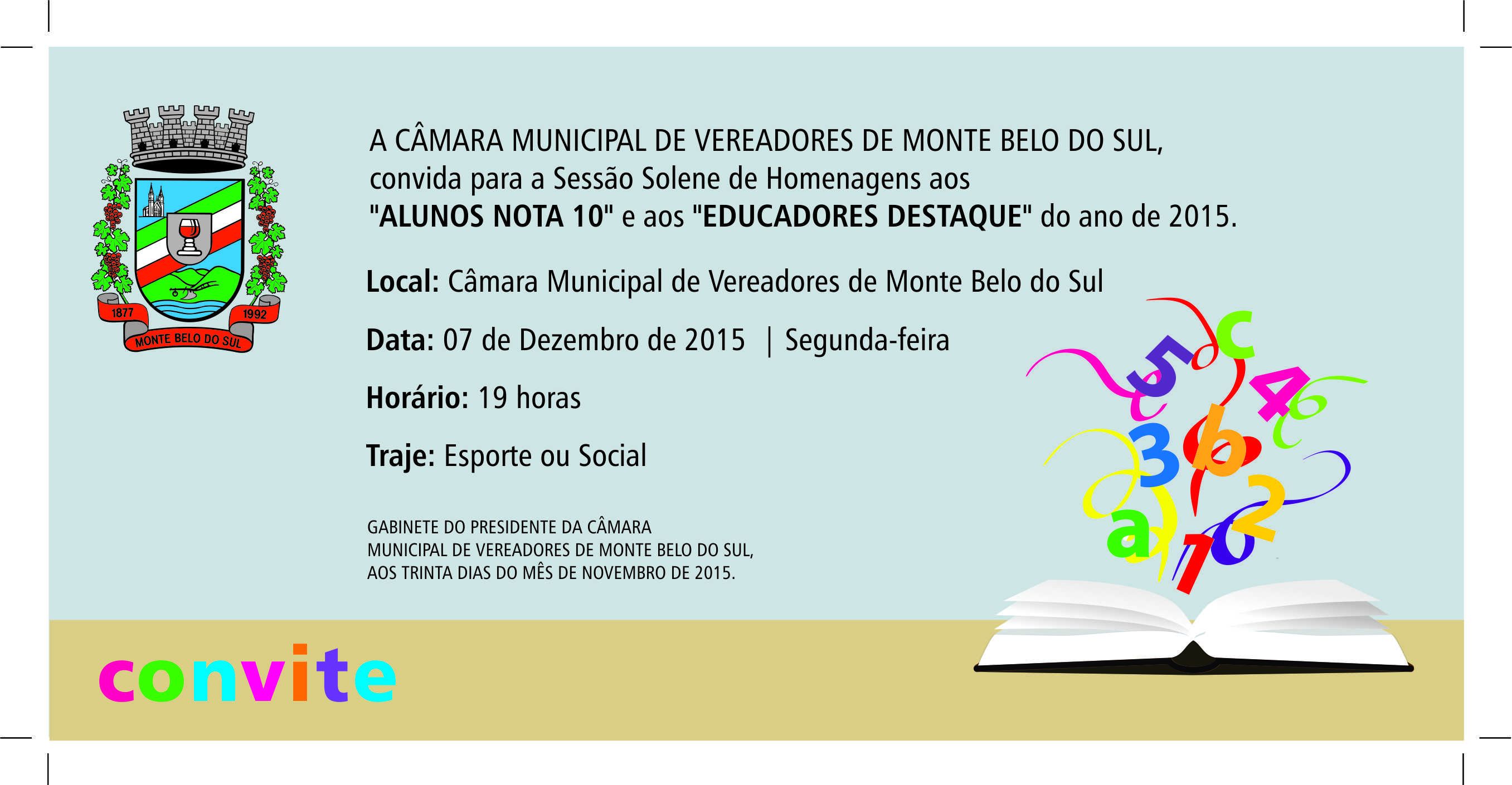 Câmara realizará Sessão Solene de Homenagens no dia 07/12