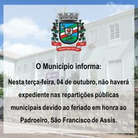 Feriado em honra ao Padroeiro, São Francisco de Assis