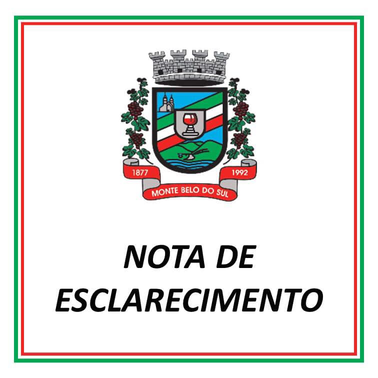 NOTA DE ESCLARECIMENTO PREFEITURA DE MONTE BELO DO SUL 